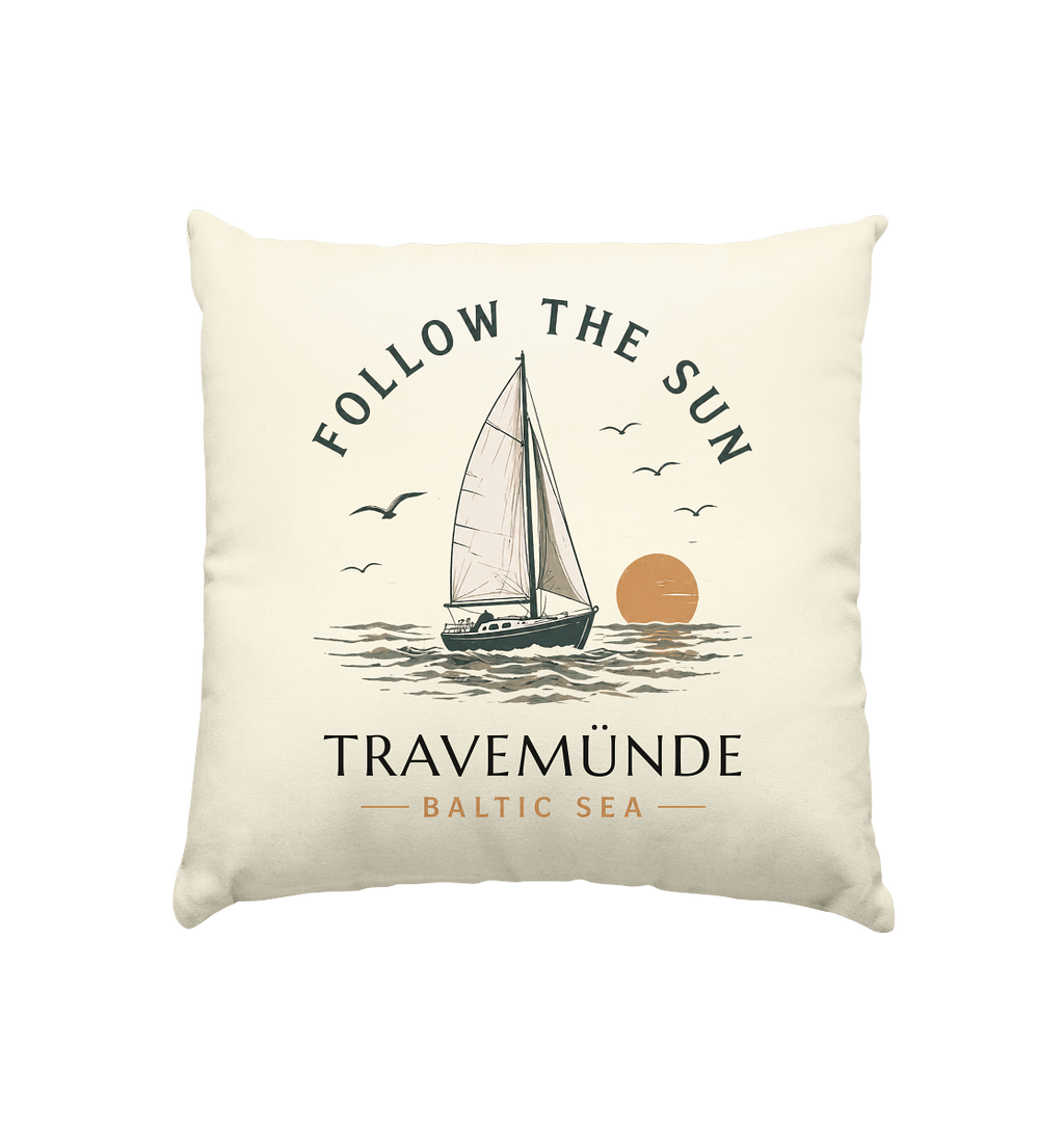 Travemünde Follow The Sun Kissen 40x40 cm – Ostsee Küstengefühl