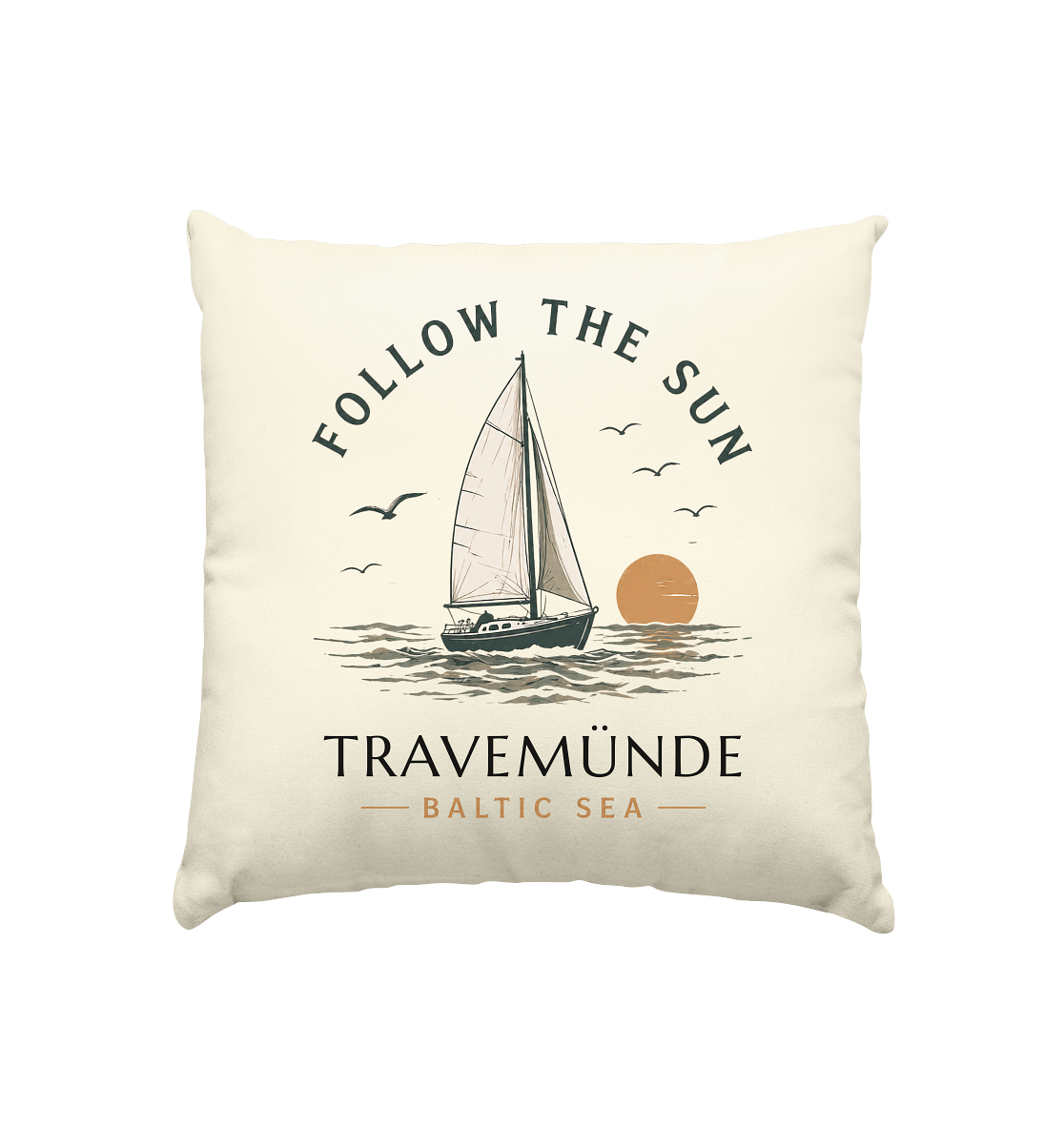 Travemünde Follow The Sun Kissen 40x40 cm – Ostsee Küstengefühl