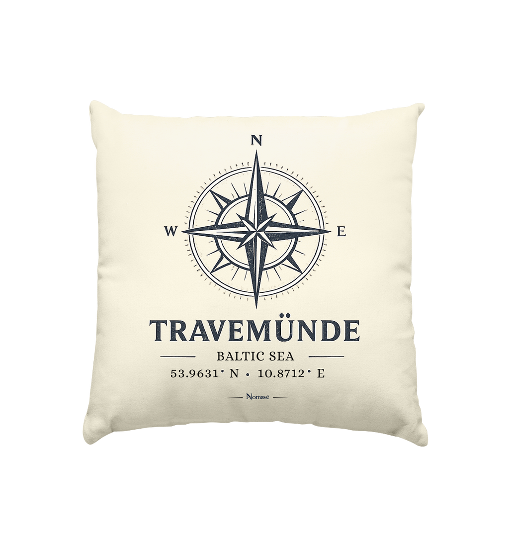 Travemünde Windrose – Baltic Sea Dekokissen 40 × 40 cm mit Füllung