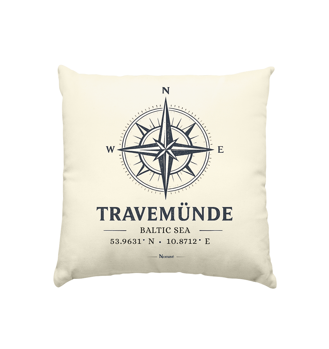 Travemünde Windrose – Baltic Sea Dekokissen 40 × 40 cm mit Füllung