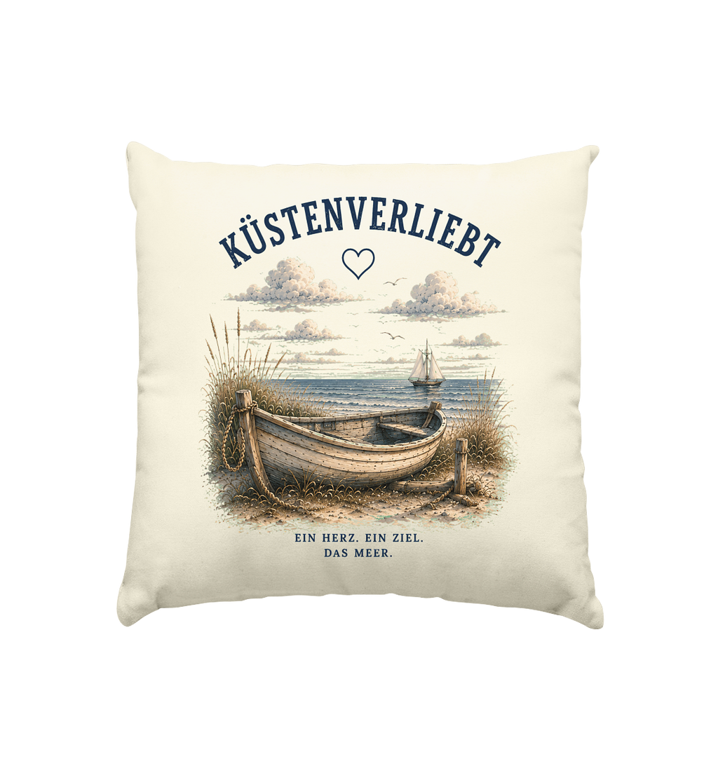 Küstenverliebt Dekokissen 40x40 cm – Zuhause ist, wo das Meer ist