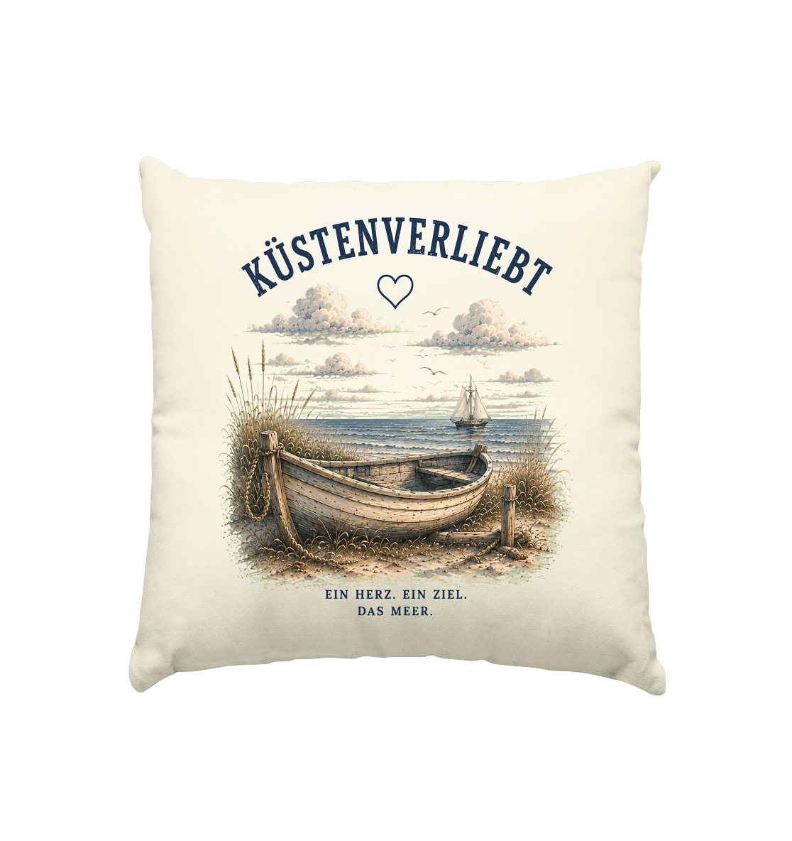 Küstenverliebt Dekokissen 40x40 cm – Zuhause ist, wo das Meer ist