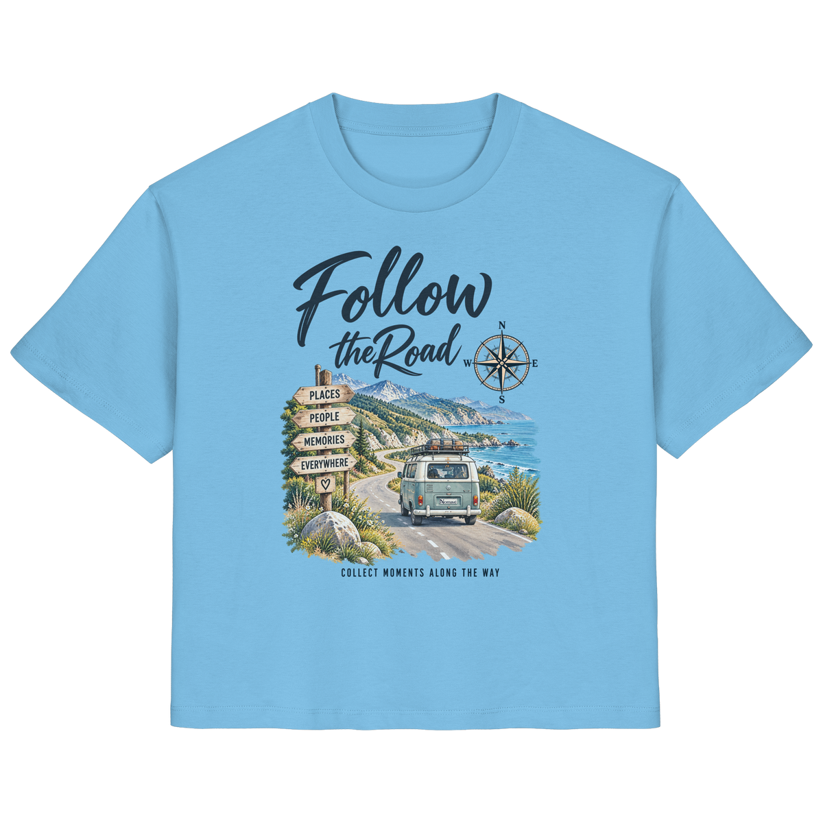 Follow the Road – Vanlife – Damen Bio T-Shirt – Frontprint