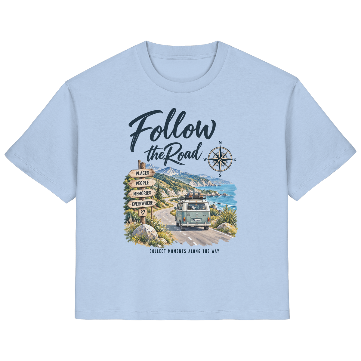 Follow the Road – Vanlife – Damen Bio T-Shirt – Frontprint