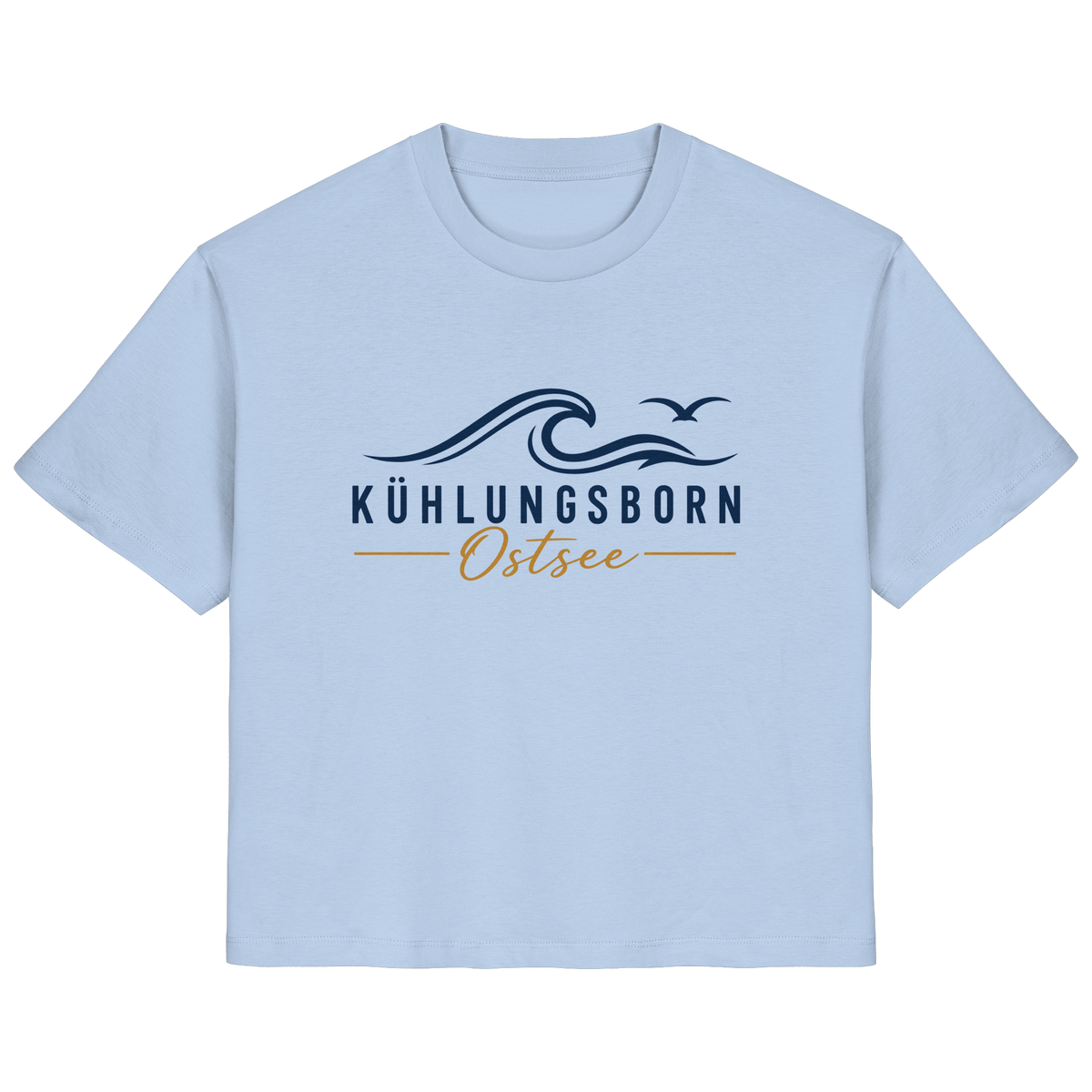 Kühlungsborn Baltic Waves Damen Bio-T-Shirt Light Edition in Blue Soul – originales Shirtigo-Frontmockup
