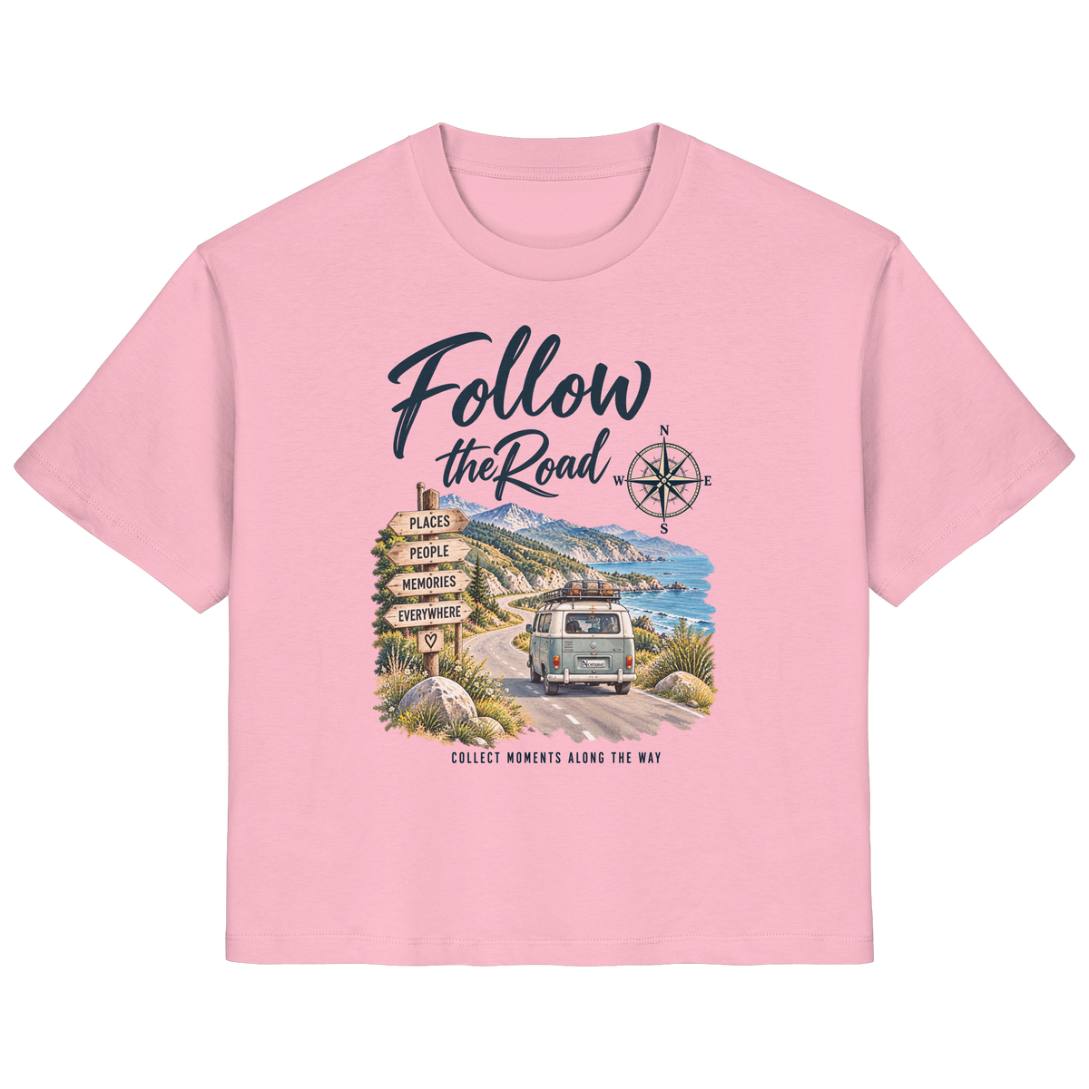 Follow the Road – Vanlife – Damen Bio T-Shirt – Frontprint