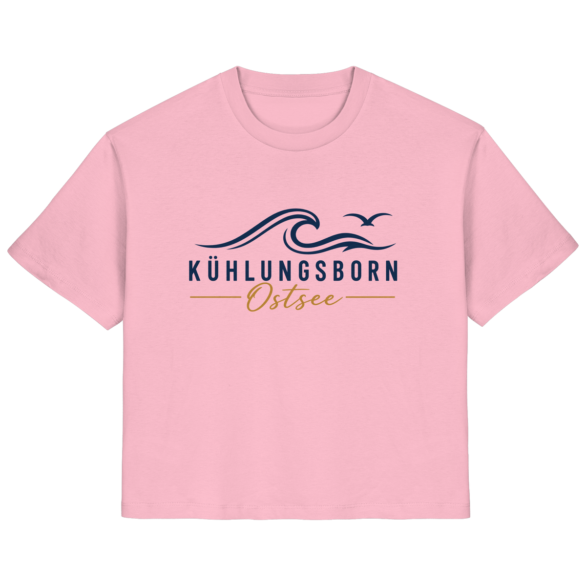 Kühlungsborn Baltic Waves Damen Bio-T-Shirt Light Edition in Cotton Pink – originales Shirtigo-Frontmockup