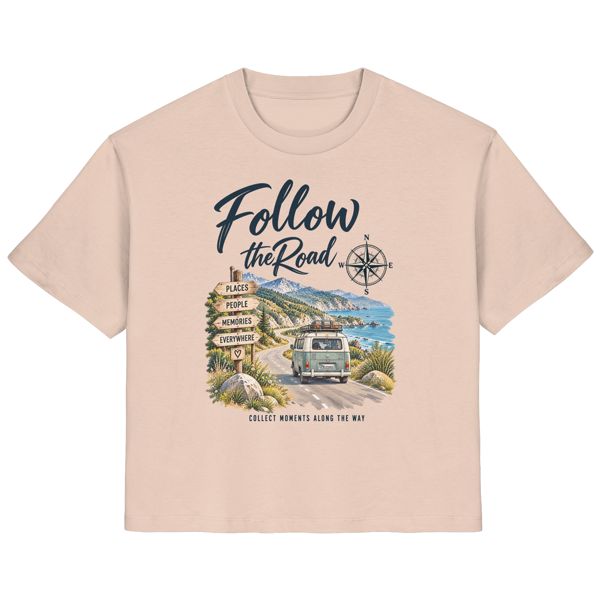 Follow the Road – Vanlife – Damen Bio T-Shirt – Frontprint