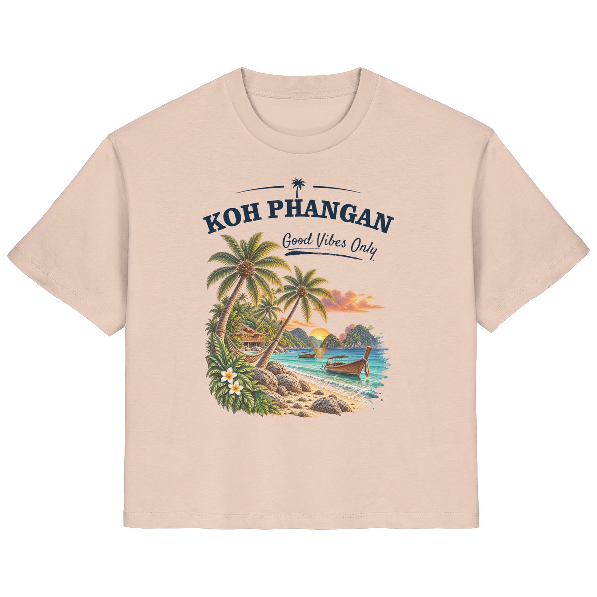 Koh Phangan Good Vibes Only – Damen Bio T-Shirt – Original-Mockup ladies organic shirt fraiche peche mit Frontprint