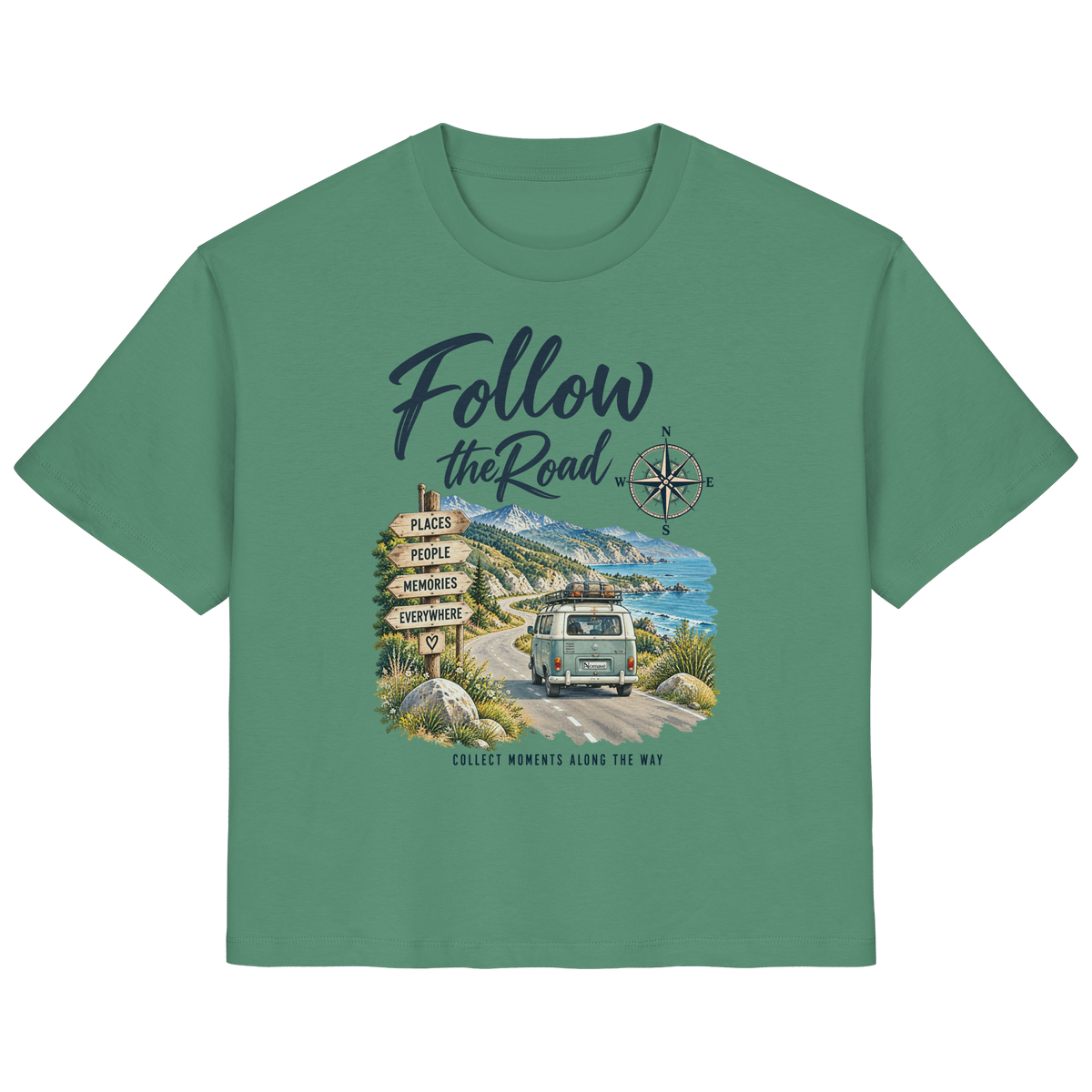 Follow the Road – Vanlife – Damen Bio T-Shirt – Frontprint