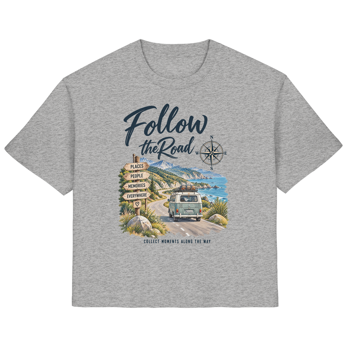 Follow the Road – Vanlife – Damen Bio T-Shirt – Frontprint