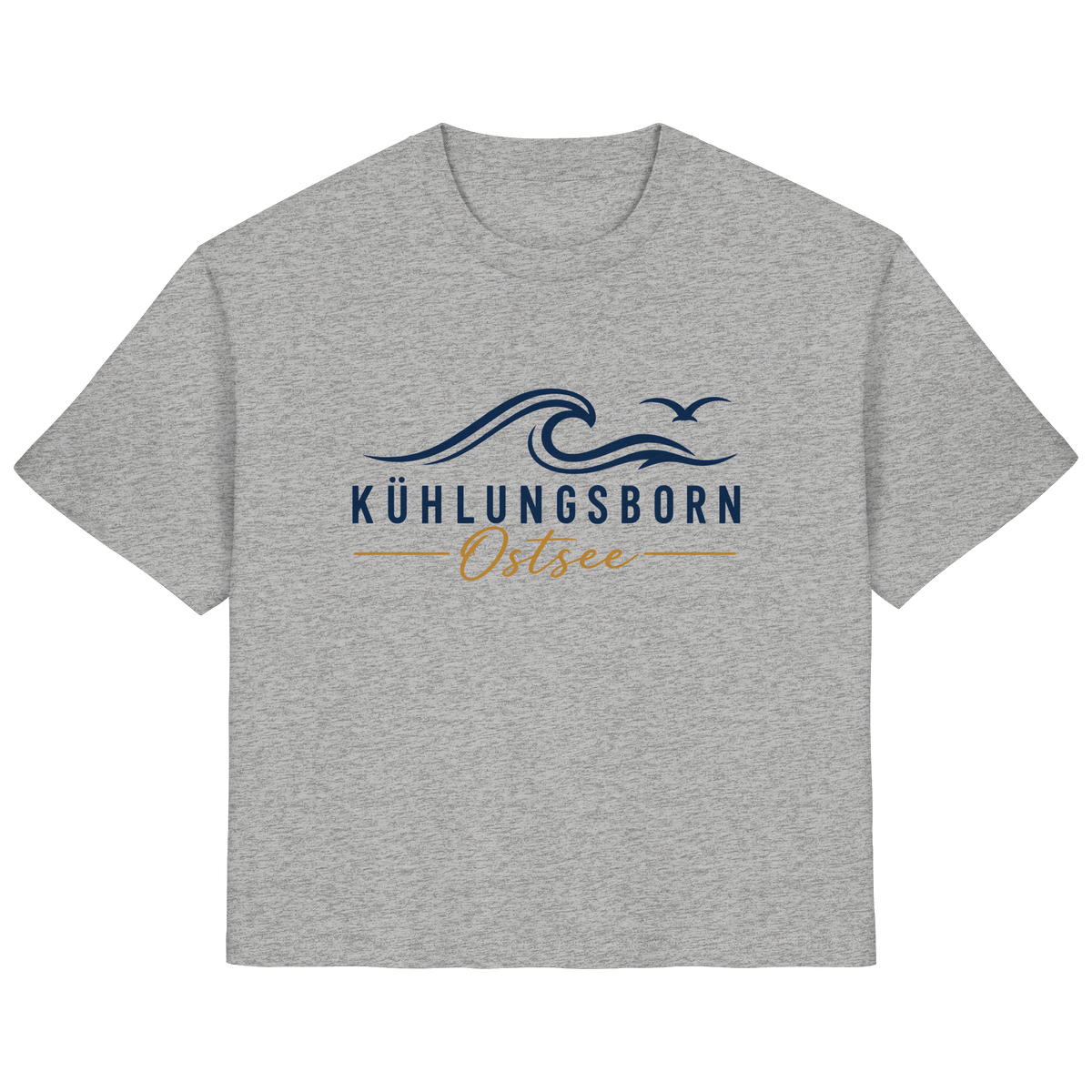 Kühlungsborn Baltic Waves Damen Bio-T-Shirt Light Edition in Heather Grey – originales Shirtigo-Frontmockup