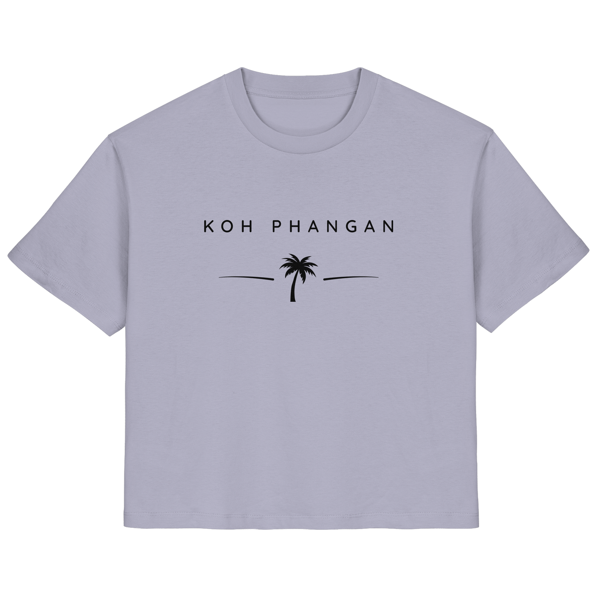 Frontansicht des Damen Bio T-Shirt in der gezeigten Produktfarbe mit Koh Phangan Minimal Palm Frontprint