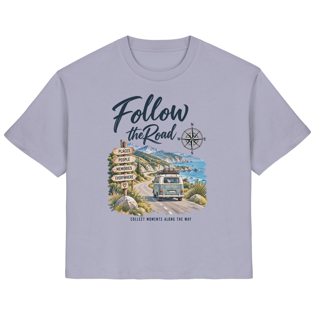 Follow the Road – Vanlife – Damen Bio T-Shirt – Frontprint