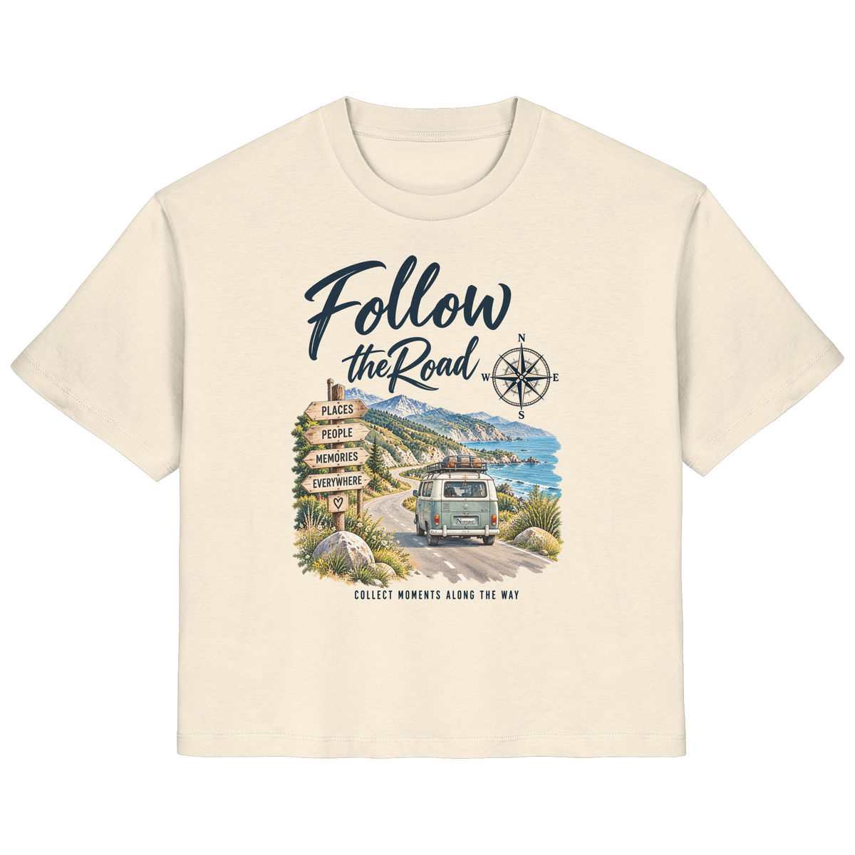 Follow the Road – Vanlife – Damen Bio T-Shirt – Frontprint