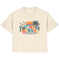 Damen-T-Shirt in Natural Raw mit Timmendorfer-Strand-Good-Vibes-Only-Frontprint, originales Shirtigo-Produktmockup.