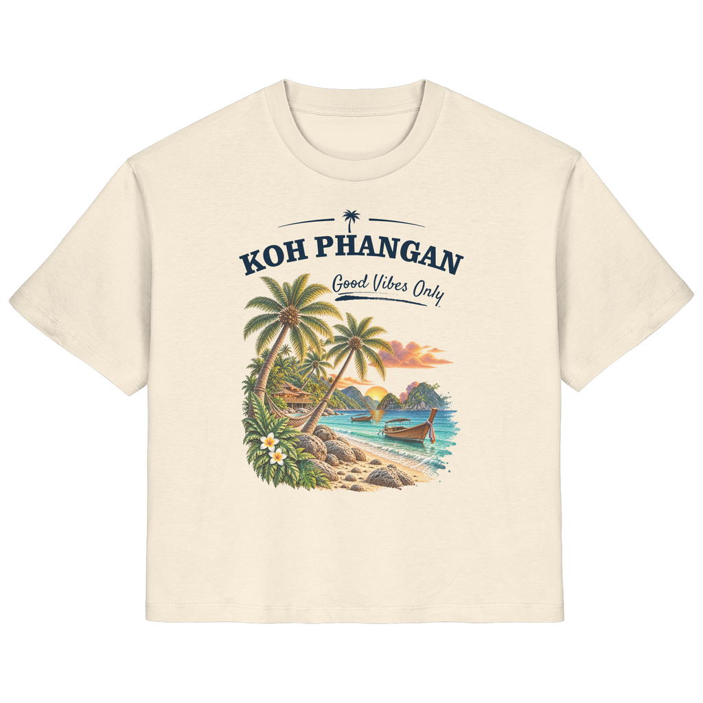 Koh Phangan Good Vibes Only – Damen Bio T-Shirt – Original-Mockup ladies organic shirt natural raw mit Frontprint