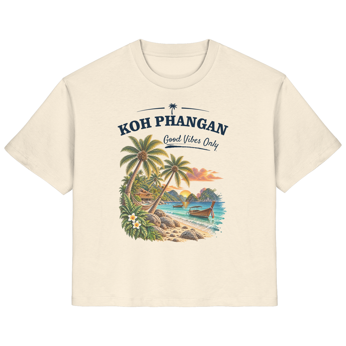 Koh Phangan Good Vibes Only – Damen Bio T-Shirt – Original-Mockup ladies organic shirt natural raw mit Frontprint