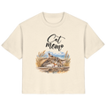 Damen Bio-T-Shirt in Natural Raw mit Cat-Mom-Katzenmotiv als Frontprint – Vorderansicht im Original-Mockup.