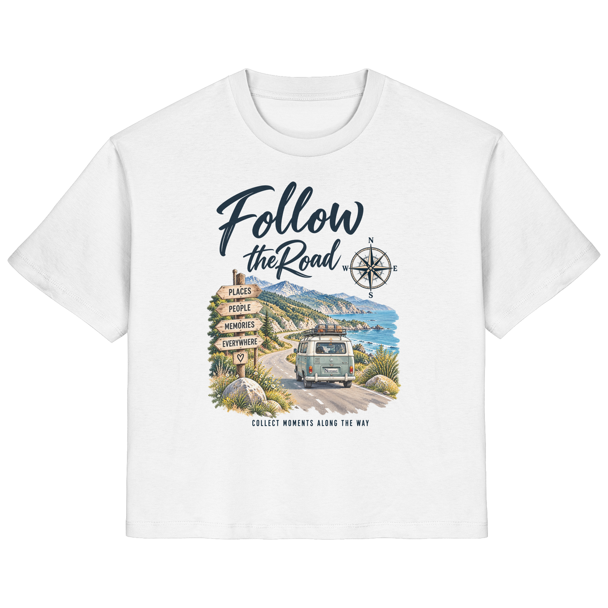 Follow the Road – Vanlife – Damen Bio T-Shirt – Frontprint