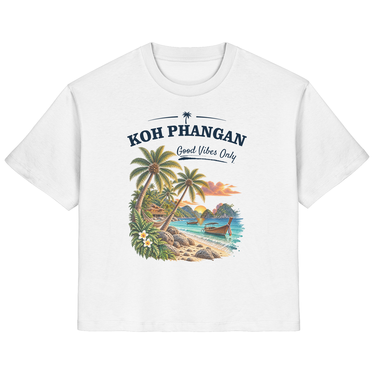 Koh Phangan Good Vibes Only – Damen Bio T-Shirt – Original-Mockup ladies organic shirt white mit Frontprint