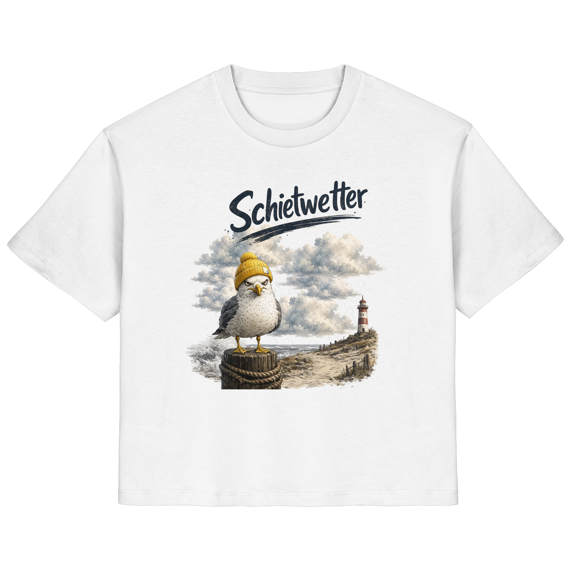 Möwe - Schietwetter - Ostsee - Leuchtturm - Maritimes Küsten Motiv - Für Ostsee und Nordsee - Fans - Ladies Organic Shirt