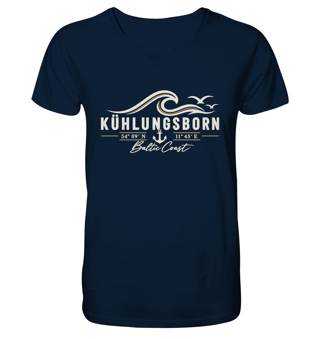 Kühlungsborn – Baltic Coast - Dark Edition - Herren V-Neck T-Shirt 100% Bio Baumwolle