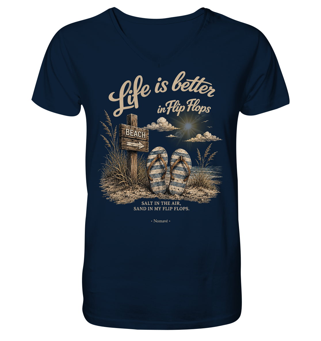 Life-is-better-in-Flip-Flops-Dark-Edition - Mens Organic V-Neck Shirt