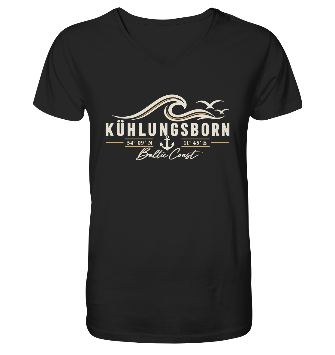 Kühlungsborn – Baltic Coast - Dark Edition - Herren V-Neck T-Shirt 100% Bio Baumwolle