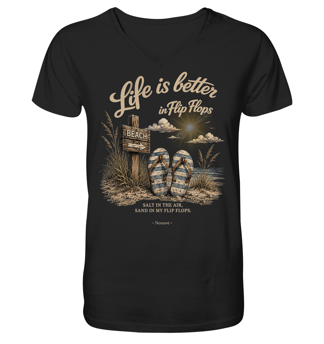 Life-is-better-in-Flip-Flops-Dark-Edition - Mens Organic V-Neck Shirt