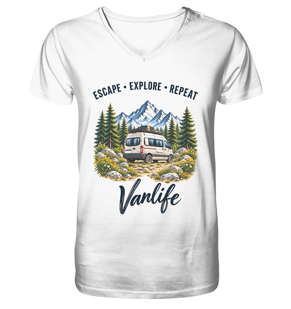 Escape • Explore • Repeat – Vanlife - Herren Bio V-Ausschnitt Shirt