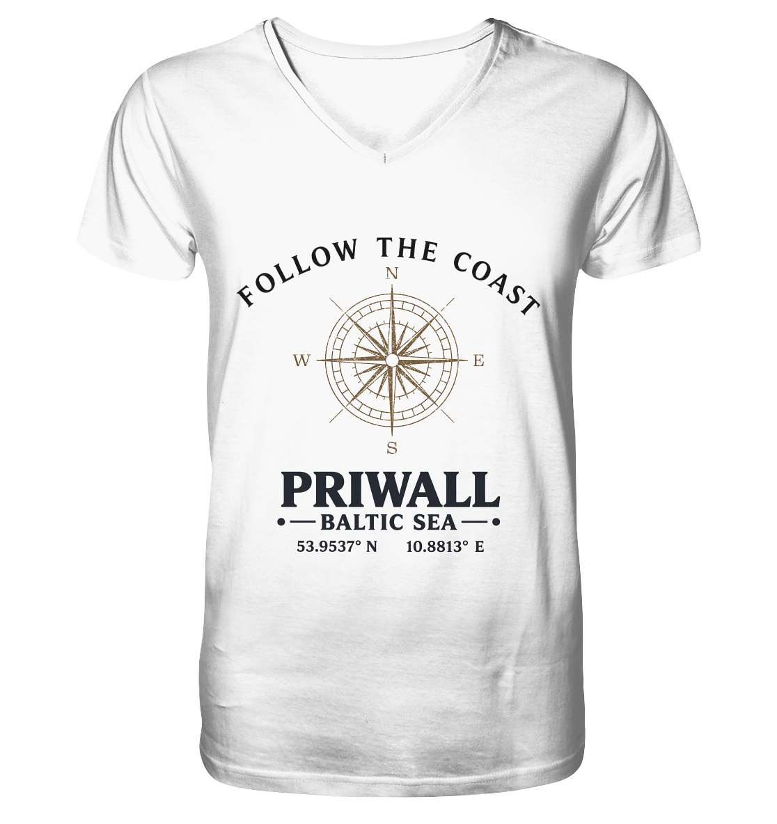 Follow the Coast – Priwall Kompass - Mens Organic V-Neck Shirt