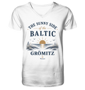 Grömitz - The Sunny Side - Sonnenseite Ostsee  Mens Bio V-Neck Shirt