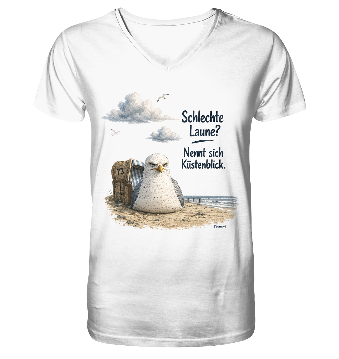 Maritimer Küstenhumor Möwen Motiv für Ostsee und Nordseefans und Meerliebhaber - Mens Organic V-Neck Shirt