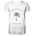 Koh Phangan – Minimal Palm | Thailand - Herren Bio V-Neck T - Shirt
