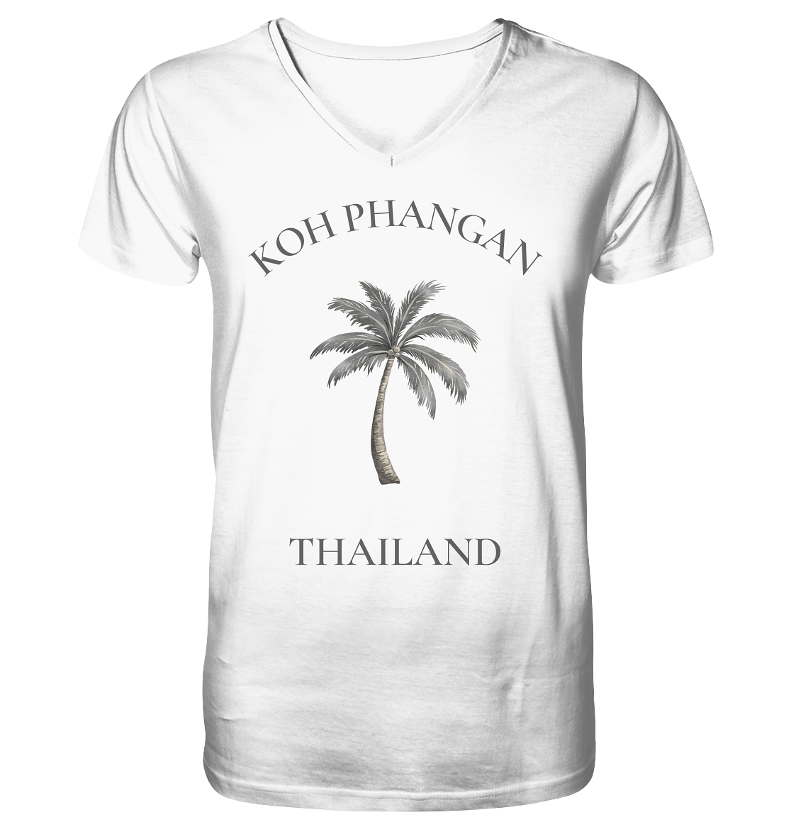 Koh Phangan – Minimal Palm | Thailand - Herren Bio V-Neck T - Shirt