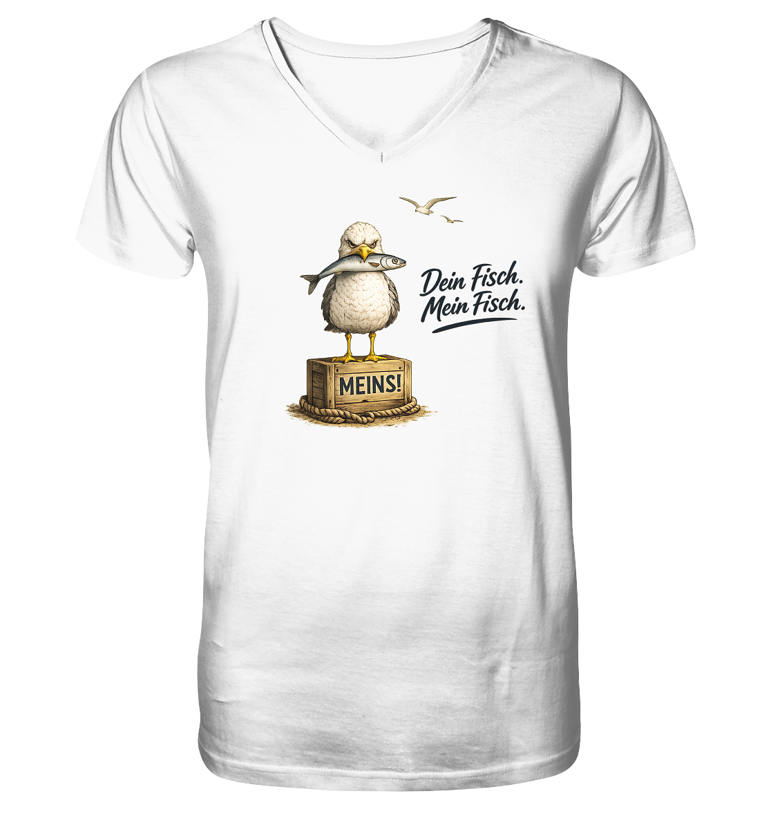 Alpha - Möwe mit Meinung – Dein Fisch. Mein Fisch. | - Mens Organic V-Neck Shirt