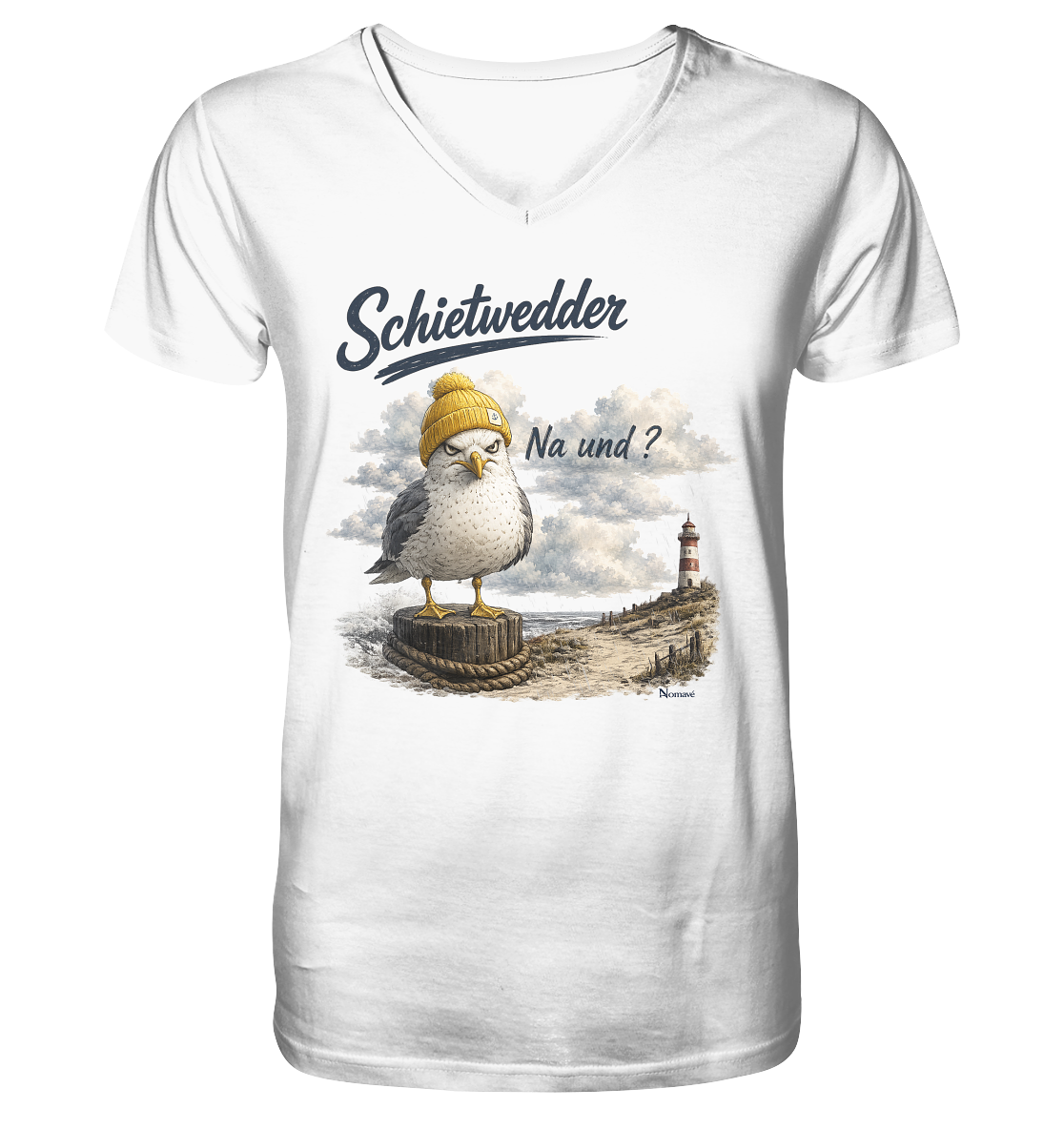 Alpha Möwe – Schietwedder? Na und! - Mens Organic V-Neck Shirt