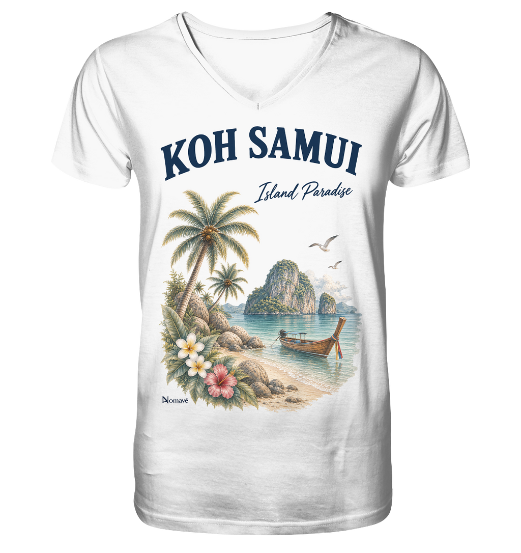 Koh Samui Thailand – Island Paradise – Tropical Vintage - Mens Bio V-Ausschnitt T - Shirt