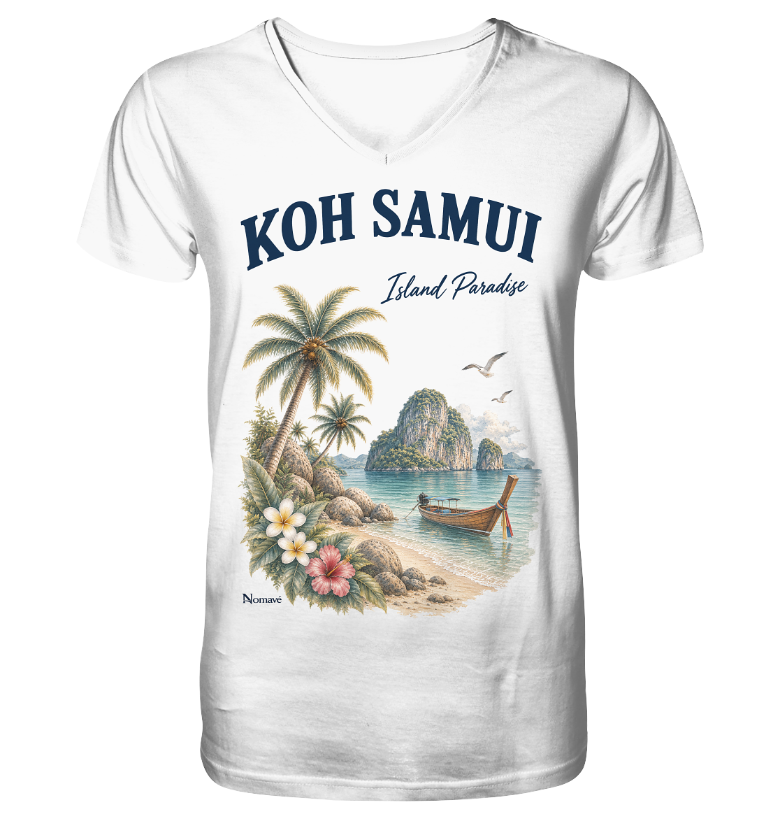 Koh Samui Thailand – Island Paradise – Tropical Vintage - Mens Bio V-Ausschnitt T - Shirt