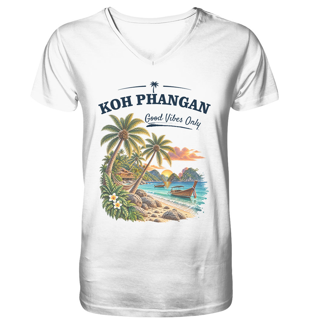 Koh Phangan Good Vibes Only – Herren Bio V-Neck T-Shirt – Original-Mockup mens organic v neck shirt f8f8f8 1116x_eb29d0c2 5d12 4a71 ae79 952a6c3e6f2a mit Frontprint
