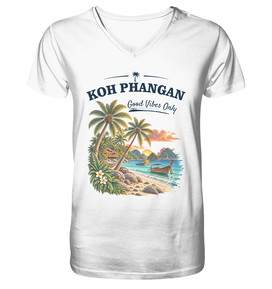 Koh Phangan Good Vibes Only – Herren Bio V-Neck T-Shirt – Original-Mockup mens organic v neck shirt f8f8f8 1116x_eb29d0c2 5d12 4a71 ae79 952a6c3e6f2a mit Frontprint