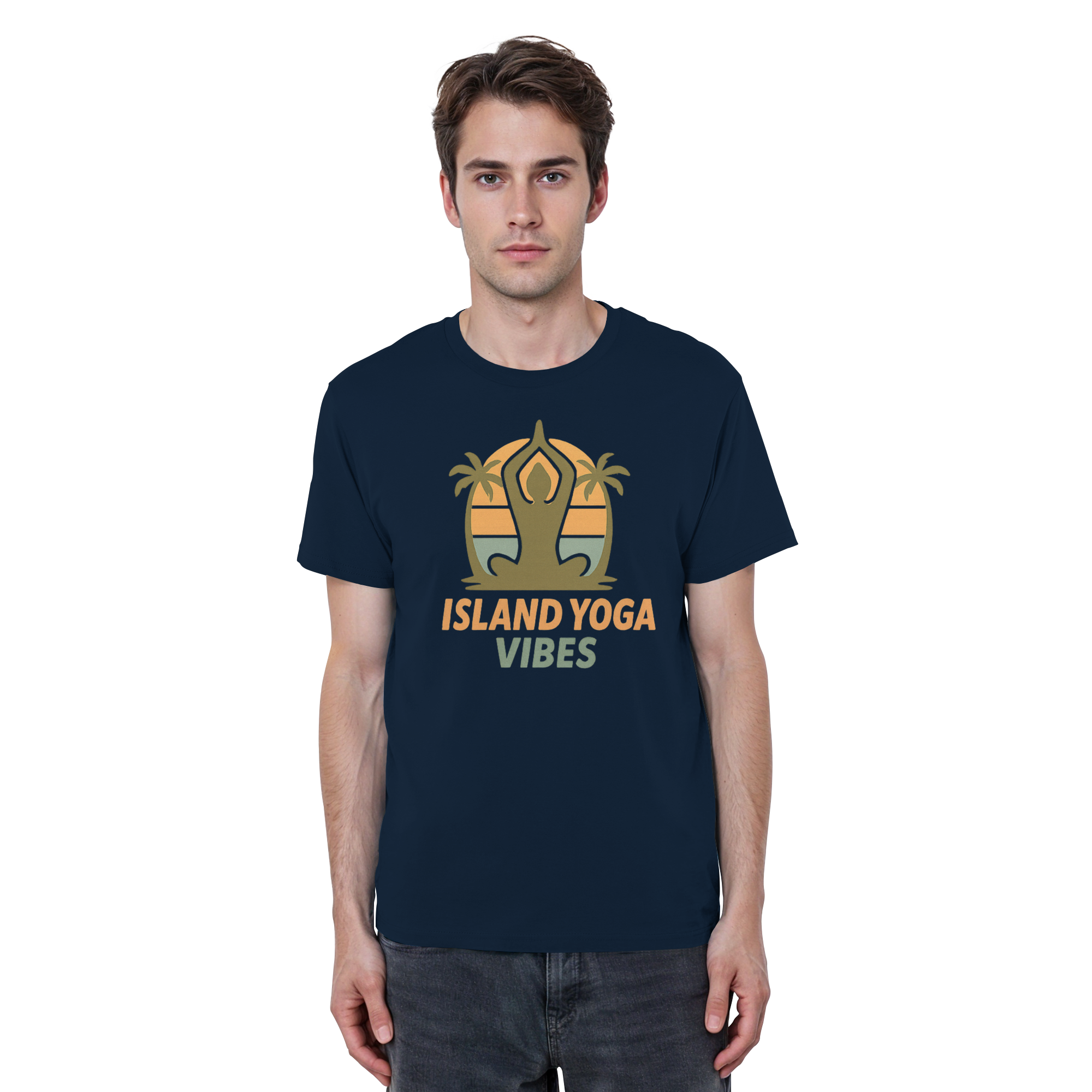 Island Yoga Vibes – Sunset Yoga Design | Tropical Meditation Shirt - Organic Basic Shirt