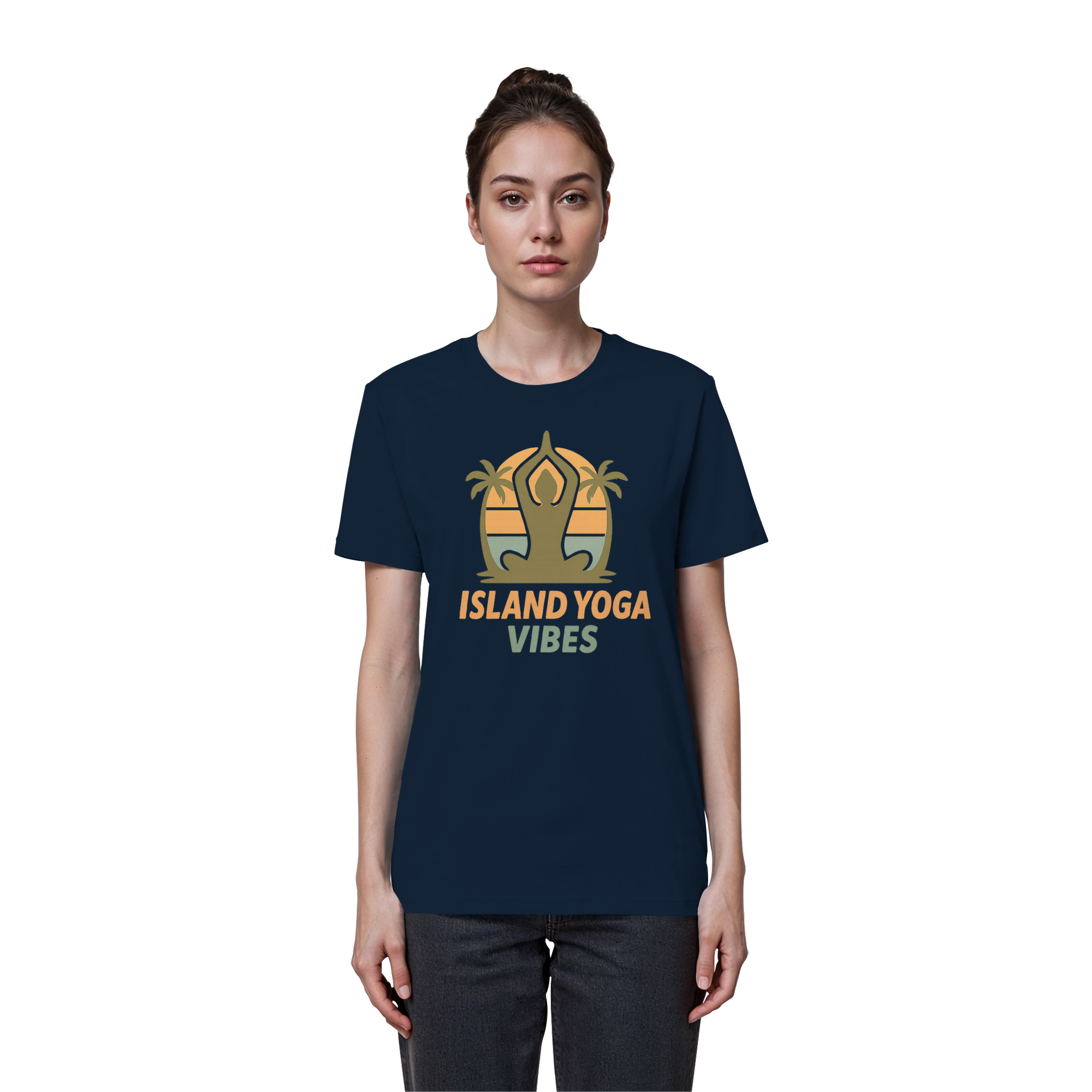 Island Yoga Vibes – Sunset Yoga Design | Tropical Meditation Shirt - Organic Basic Shirt