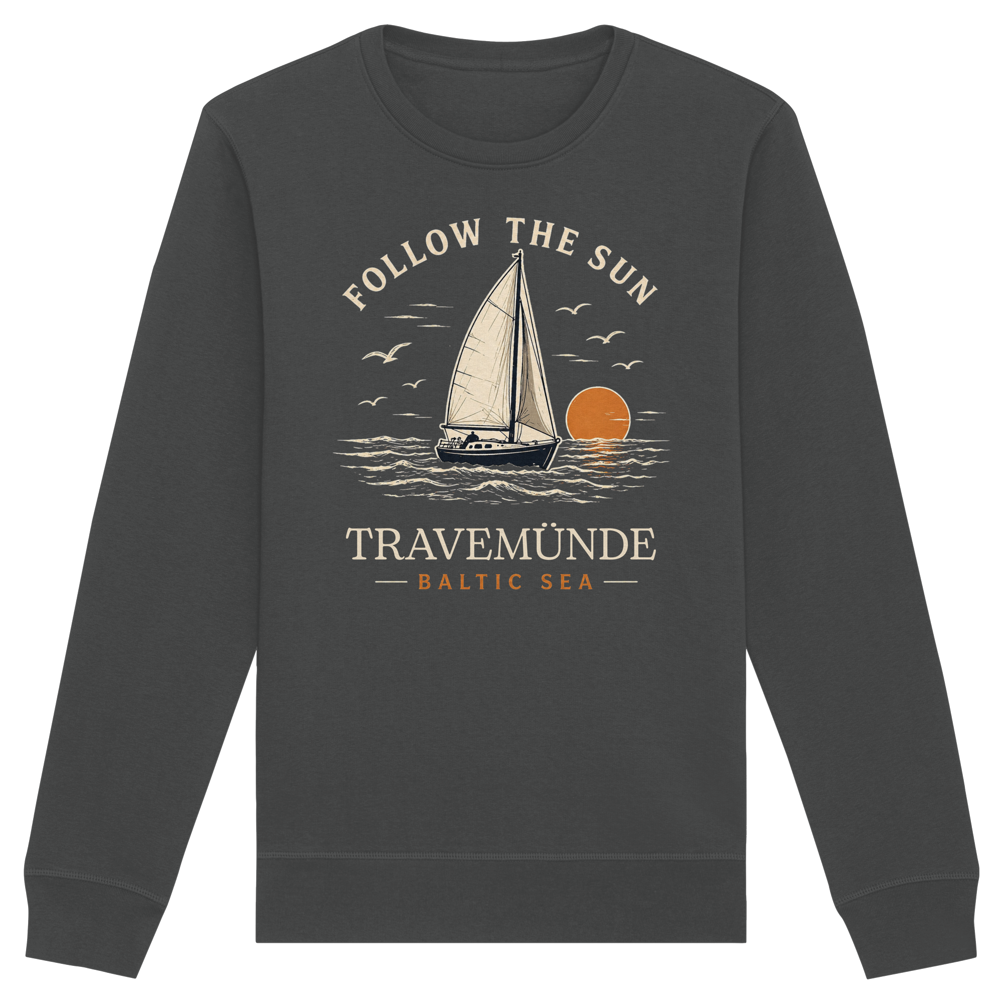 Travemünde Follow The Sun Dark Edition Sweatshirt aus Bio-Baumwolle