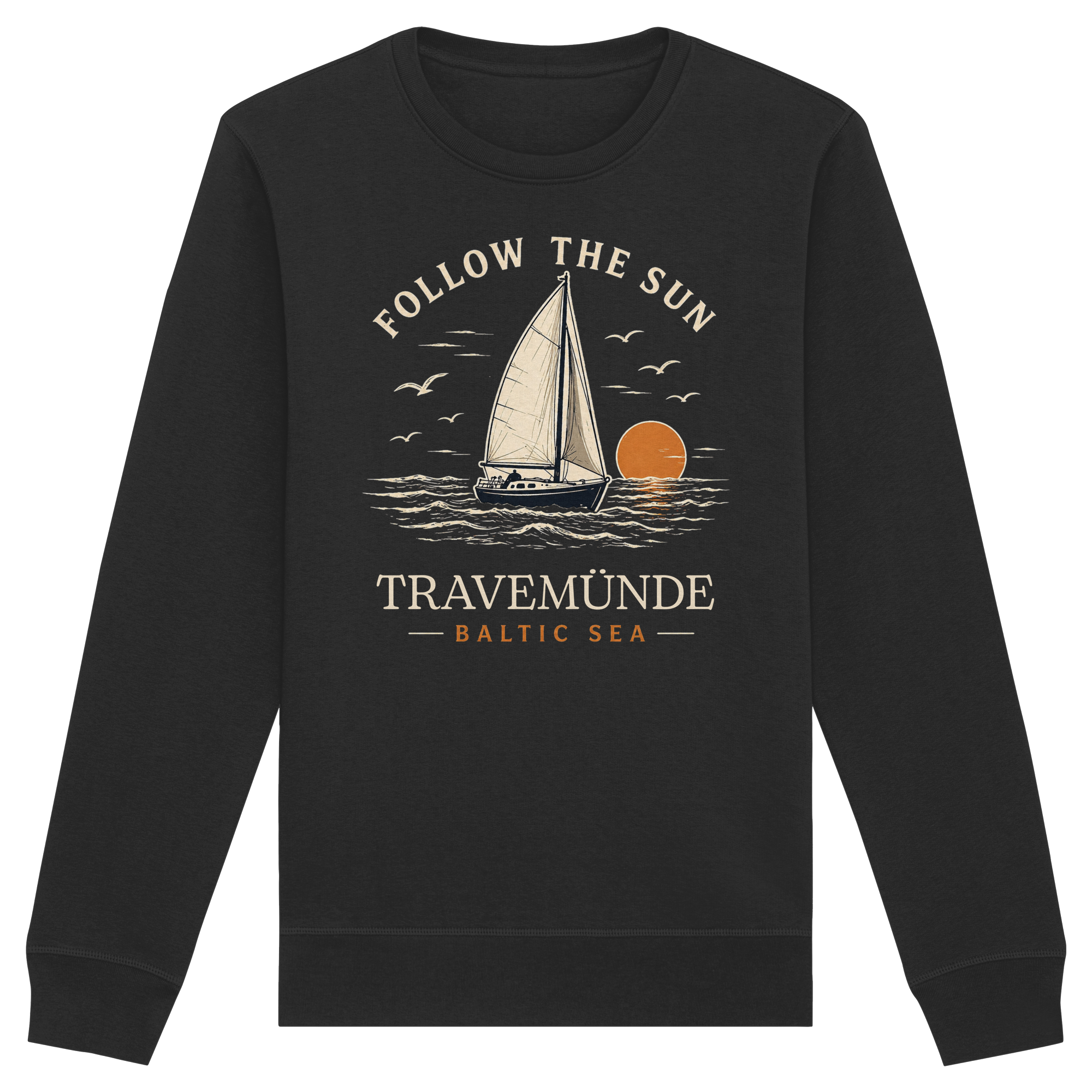 Travemünde Follow The Sun Dark Edition Sweatshirt aus Bio-Baumwolle