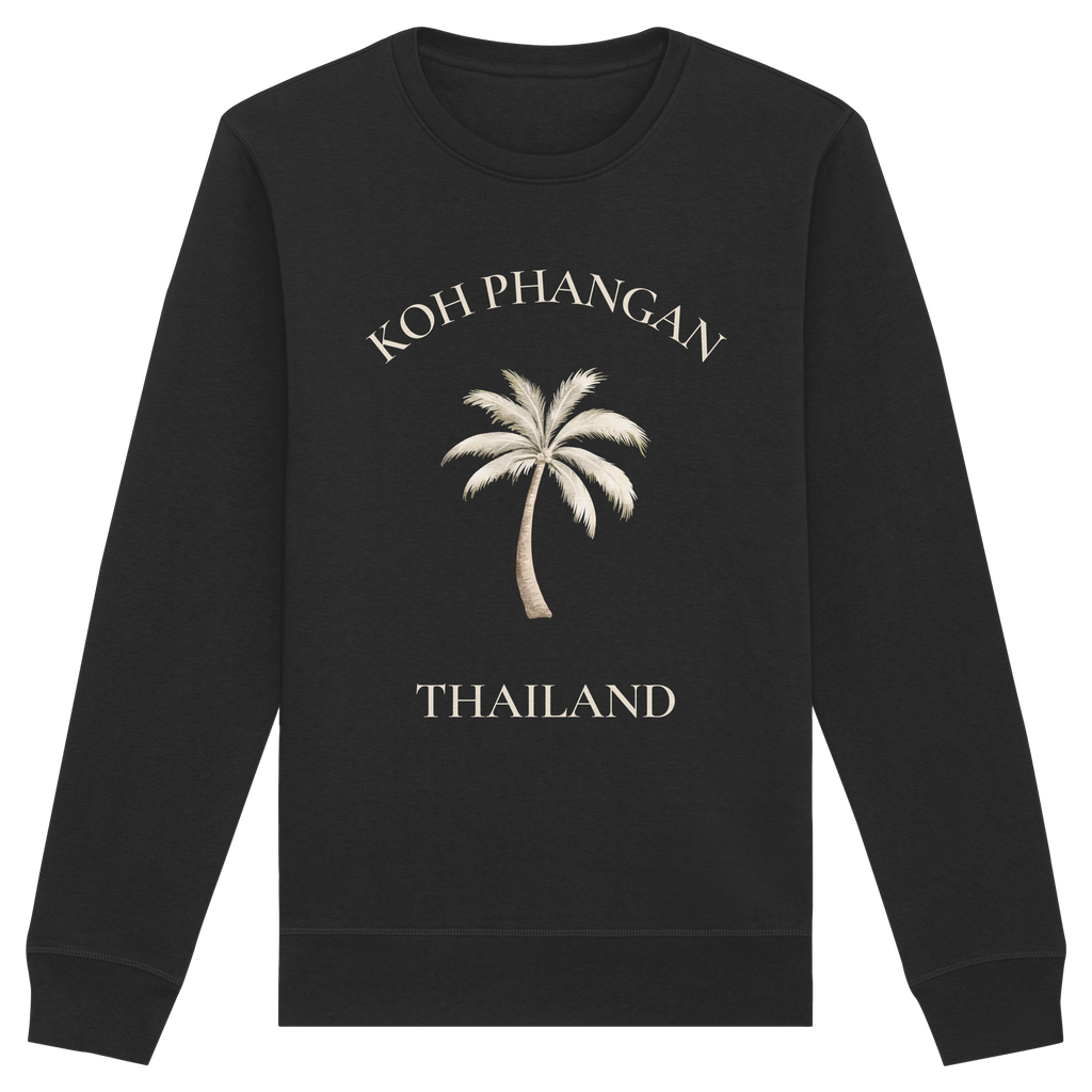 Bio Unisex Sweatshirt in Black mit Koh Phangan Mini Palm Frontprint – Original-Shirtigo-Mockup