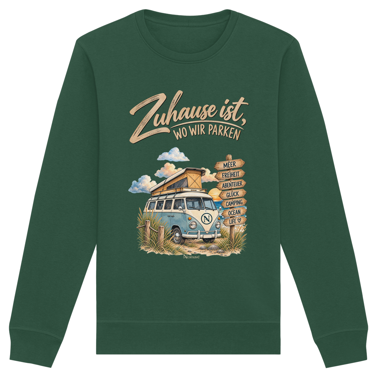 Zuhause ist, wo wir parken – Vanlife & Camping - Bio Unisex Sweatshirt