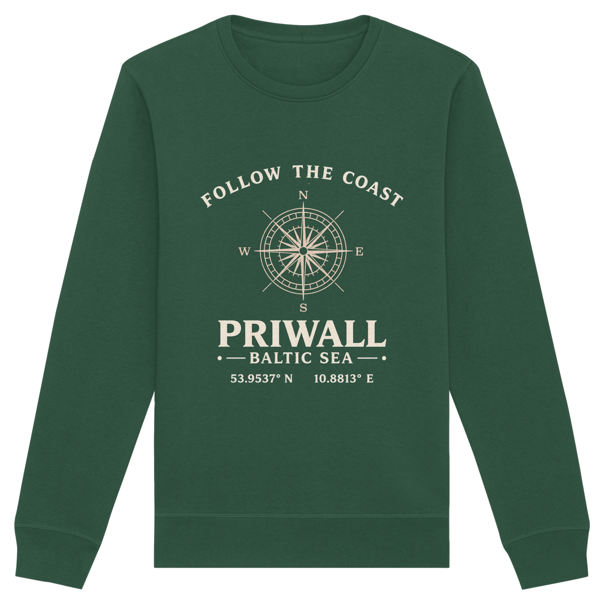Follow the Coast – Priwall Kompass Dark Edition – Bio-Sweatshirt
