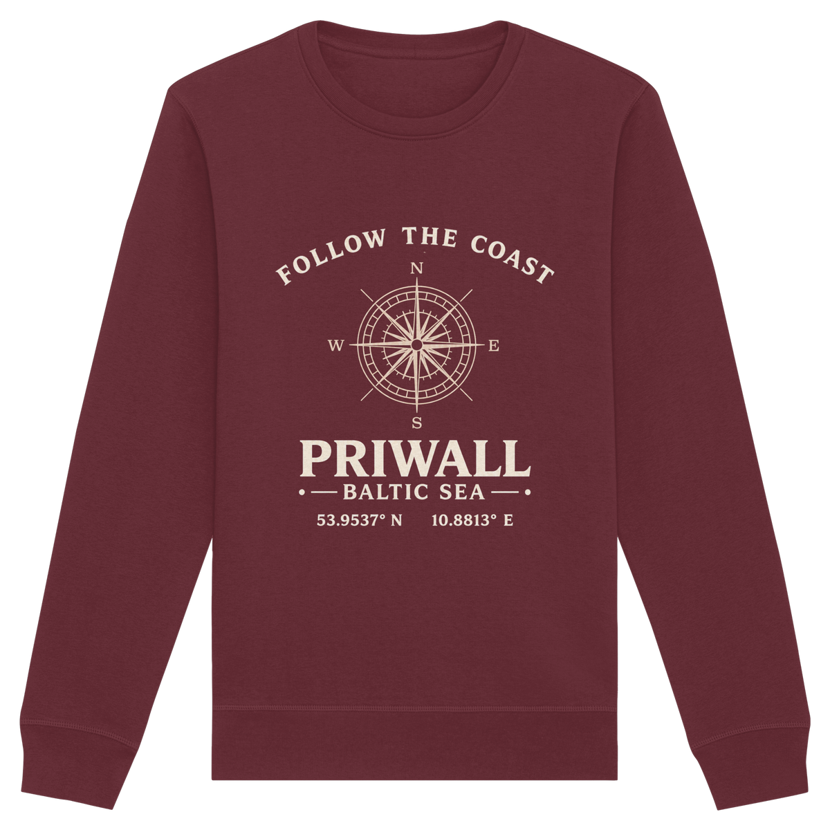Follow the Coast – Priwall Kompass Dark Edition – Bio-Sweatshirt